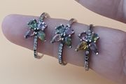 Vintage 925 Sterling Silver Multi-Color Tourmaline Butterfly Shape Rings Lot of 3