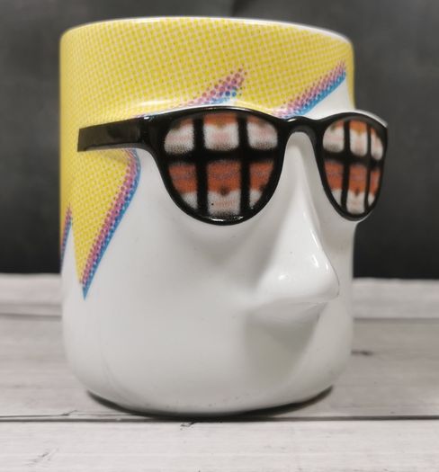 RARE Andy Warhol Porcelain Cup Artist Series Mug with Nose & Tongue Glasses VGC