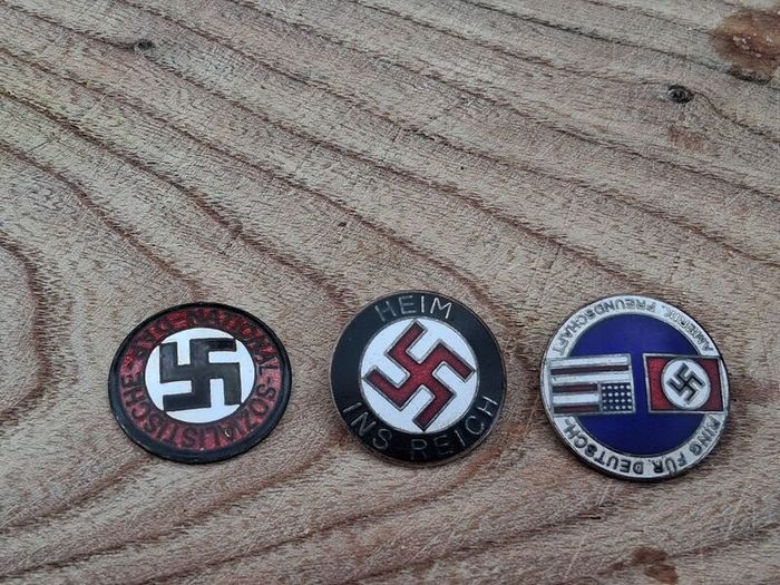 Trio of 1930's Party Pin Badges
