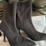 High-heel Dressy Ankle Boots With Sparkly Rhinestones Sequins Jet Black. In Excellent Condition Size Eu 39 Uk 6.   With original protective bag. Image 10
