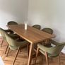 Extendable oak dining table with 6 olive green chairs Image 6