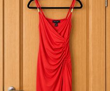 New Look Red Ruched Wrap Bodycon Mini Dress UK 6 EU 34