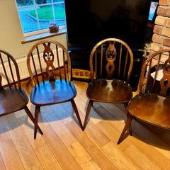 Vintage Ercol Fleur de lys bow back chairs x4