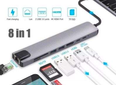 USB C Hub Type C Adapter with 4K USB to HDMI Compatible Ethernet 2 USB 3.0 Ports USB -C PD For iMac air MacBook Pro