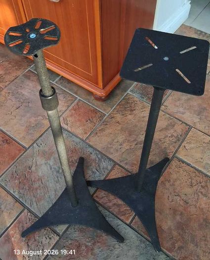 Sanus adjustable height metal speaker stands