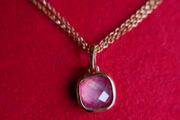 Bronzallure Milano Italy Golden Rose 18Kt Plated - Rose Quartz Necklace