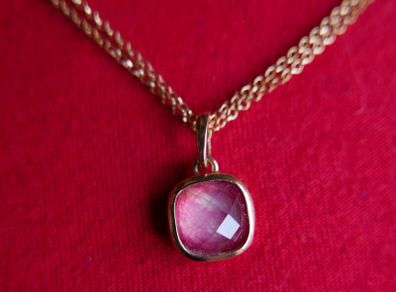 Bronzallure Milano Italy Golden Rose 18Kt Plated - Rose Quartz Necklace
