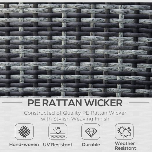 4 Pieces Rattan Garden Furniture Set, Wicker Outdoor Furniture Set with Corner Sofa Loveseat Coffee Table Cushions, Conservatory Furniture Set for Patio Balcony Poolside, Grey
