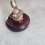 Vintage Brass Bird On Wood plaque/felt bottom. Image 2