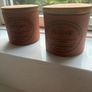 RESERVED- Vintage Henry Watson The Original Suffolk Canister Sugar and Tea Terracotta Storage Jars with wooden pull off lid Image 6
