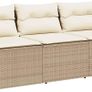 3-Seater Garden Sofa Poly Rattan Outdoor Lounge with Cushions & Steel Frame Weatherproof Rattan Garden Furniture  Removable Cushion Covers Black, Beige or Grey Image 3