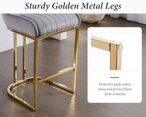 Set of 2 Velvet Bar Stools with Backrest for Kitchen Island, Counter Stool with Metal Legs, Bistro Stool with Footrest for Kitchen, Home Bar, Grey