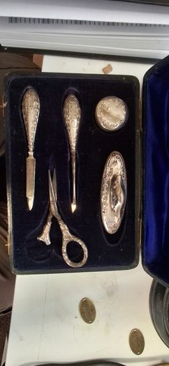 Hallmarked antique silver set