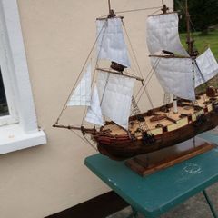 Handmade model ship-12gun briganteen Sarah from Patrick O'Brien novels