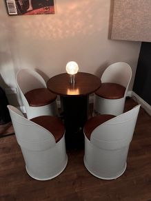 Military Style Barrel Table & 4 Chairs