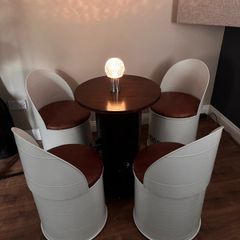 Military Style Barrel Table & 4 Chairs