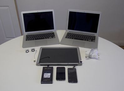 Apple macbook air and apple items.