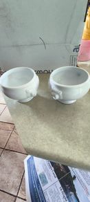 Set Of 2  Dema Designs -simplicity- Porcelain Lion Head Soup Bowls