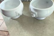 Set Of 2  Dema Designs -simplicity- Porcelain Lion Head Soup Bowls