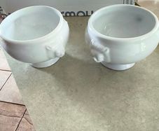 Set Of 2  Dema Designs -simplicity- Porcelain Lion Head Soup Bowls