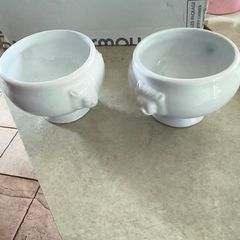 Set Of 2  Dema Designs -simplicity- Porcelain Lion Head Soup Bowls