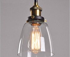 Pendant Light Industrial Ceiling Lamp Glass Shade Retro Lighting Vintage Hanging Lamp Chrome Base E27 Chandelier for Kitchen Dining Room Loft Bedroom Cafe Bar Restaurant