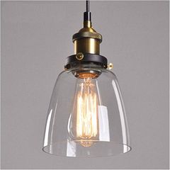 Pendant Light Industrial Ceiling Lamp Glass Shade Retro Lighting Vintage Hanging Lamp Chrome Base E27 Chandelier for Kitchen Dining Room Loft Bedroom Cafe Bar Restaurant