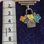 Vintage sterling silver and enamel flower basket brooch. Image 4