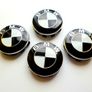 Set of 4 brand new 56mm BMW BLACK / WHITE alloy wheel caps 56 Image 3