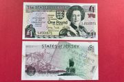 Jersey  1 Pound. 1995  Pick 25a  UNC Commemorative Issue .