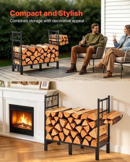 Firewood Rack 250kg with Log Carrier Bag