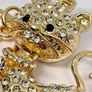 Created Black & White Austrian Crystal Cat Keychain In Yellow Gold Tone Image 4