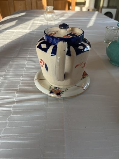 genuine antique Art Deco paneled ceramic teapot
