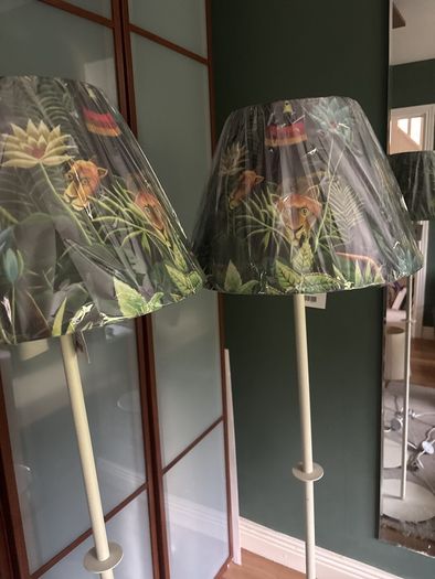 Take your pick - other photos added - 2 Matching ( exactly the same ) Tall Cream / Off White Tall Floor Standing Lamps - will sell individually