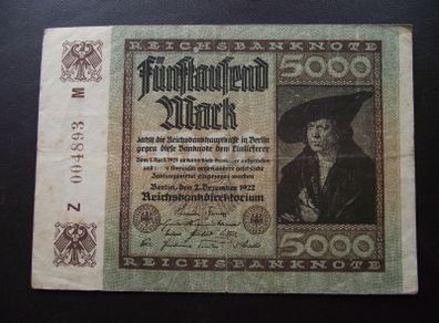 Germany. Reichsbanknote. 5000 Mark (2.12.1922)