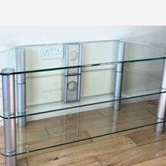 Chrome and glass 3 tier media stand