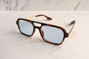 Aviator Sunglasses Blue Lens Tortoiseshell UV400 (New)