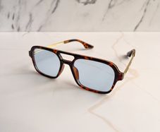Aviator Sunglasses Blue Lens Tortoiseshell UV400 (New)