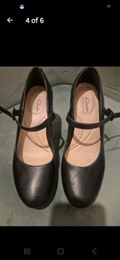 Black Leather Clarks Heels