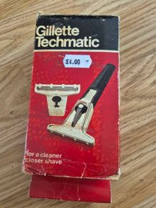 Vintage Gillette Techmatic Adjustable Razor Set - Cased & Boxed (Apollo Era Collectible)