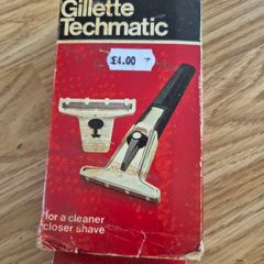 Vintage Gillette Techmatic Adjustable Razor Set - Cased & Boxed (Apollo Era Collectible)