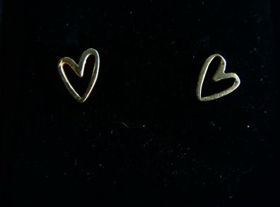 Sterling Silver 925 Gold Plated Heart Stud Earrings 0,5g