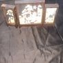 A Beautiful Old Asian hand carved cork diorama, presented as a folding triptych screen within a wood and glass frame Image 6