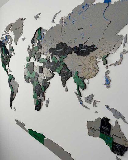3D Premium Wooden World Map with Country Borders Country Names Capital Names US and Canada Borders and Names World Biggest City Names World Biggest Rivers World Biggest lakes World Main Roads 3D Map Effect