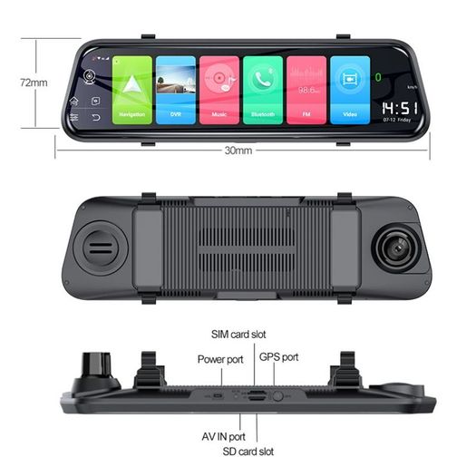 4g Car Dash Camera Dvr Rearview Mirror 4g Gps Navigation