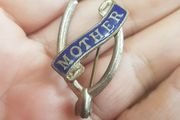 Antique 1920s Horseshoe Enamel Mother Brooch