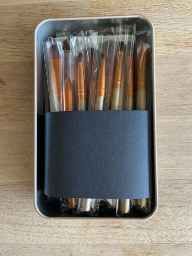 Brand new in box travel size makeup brush set 12 pieces plus metal box