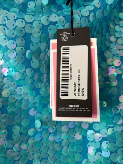 PrettyLittleThing Blue Sequin Maxi Skirt UK 12 BNWT