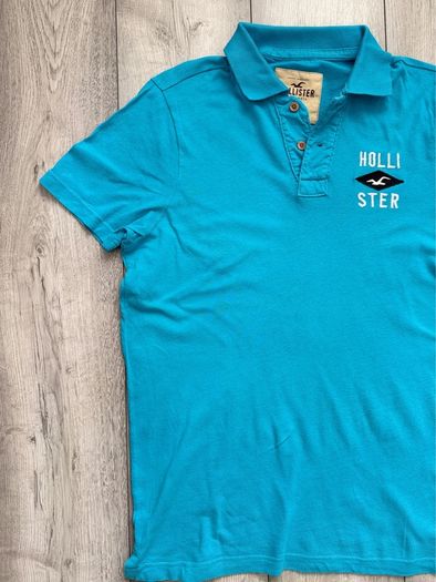 Hollister Mens Turquoise Blue Diamond Logo Polo Shirt (Size L)