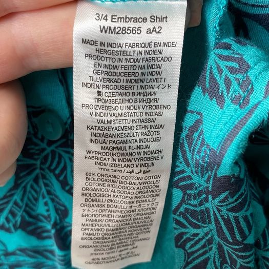 Seasalt Cornwall Teal Blue Leaf Print Blouse Shirt Size 18